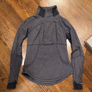 Lululemon Athletica Black and White Herringbone Quarter Zip